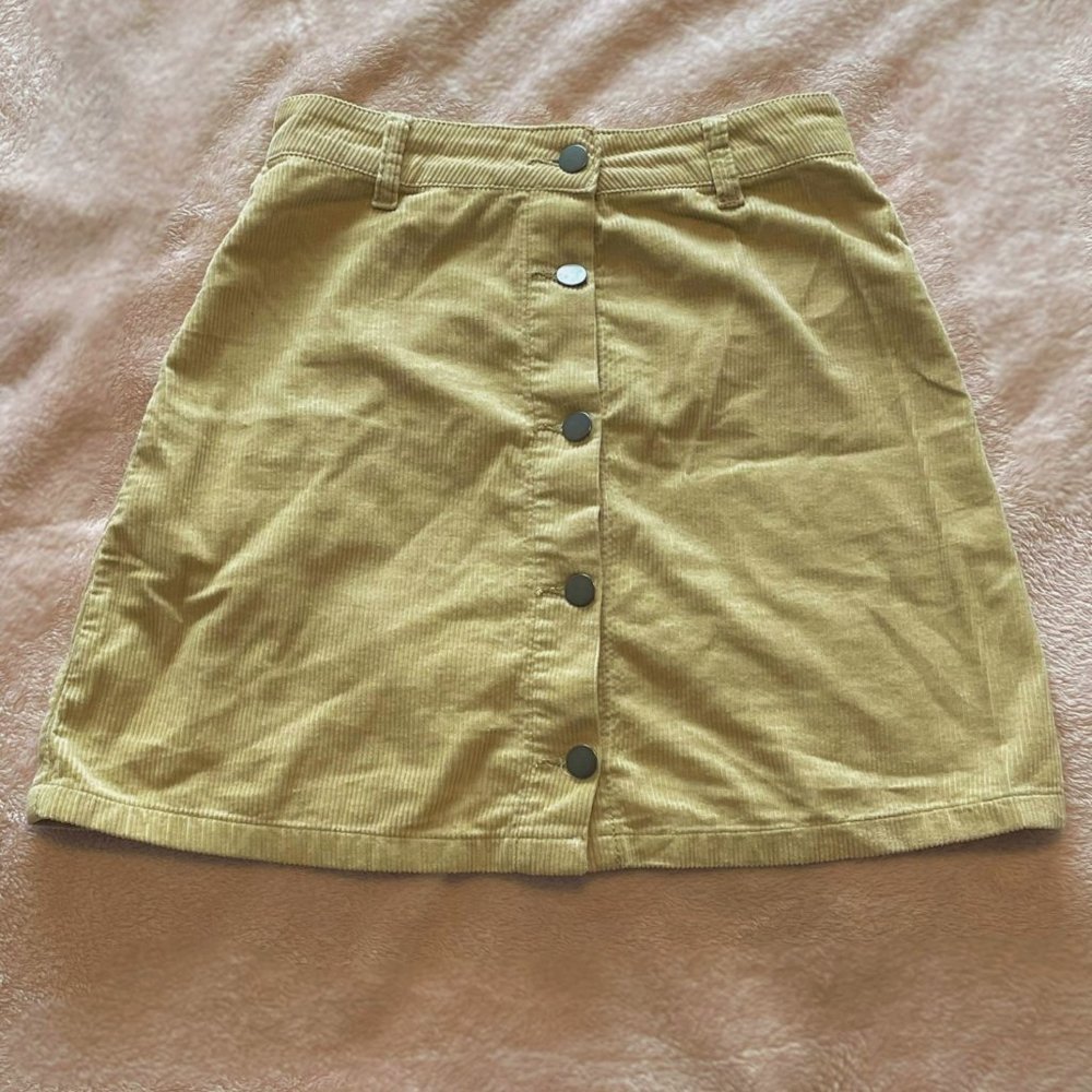 Light Brown/Cream Corduroy Button Skirt